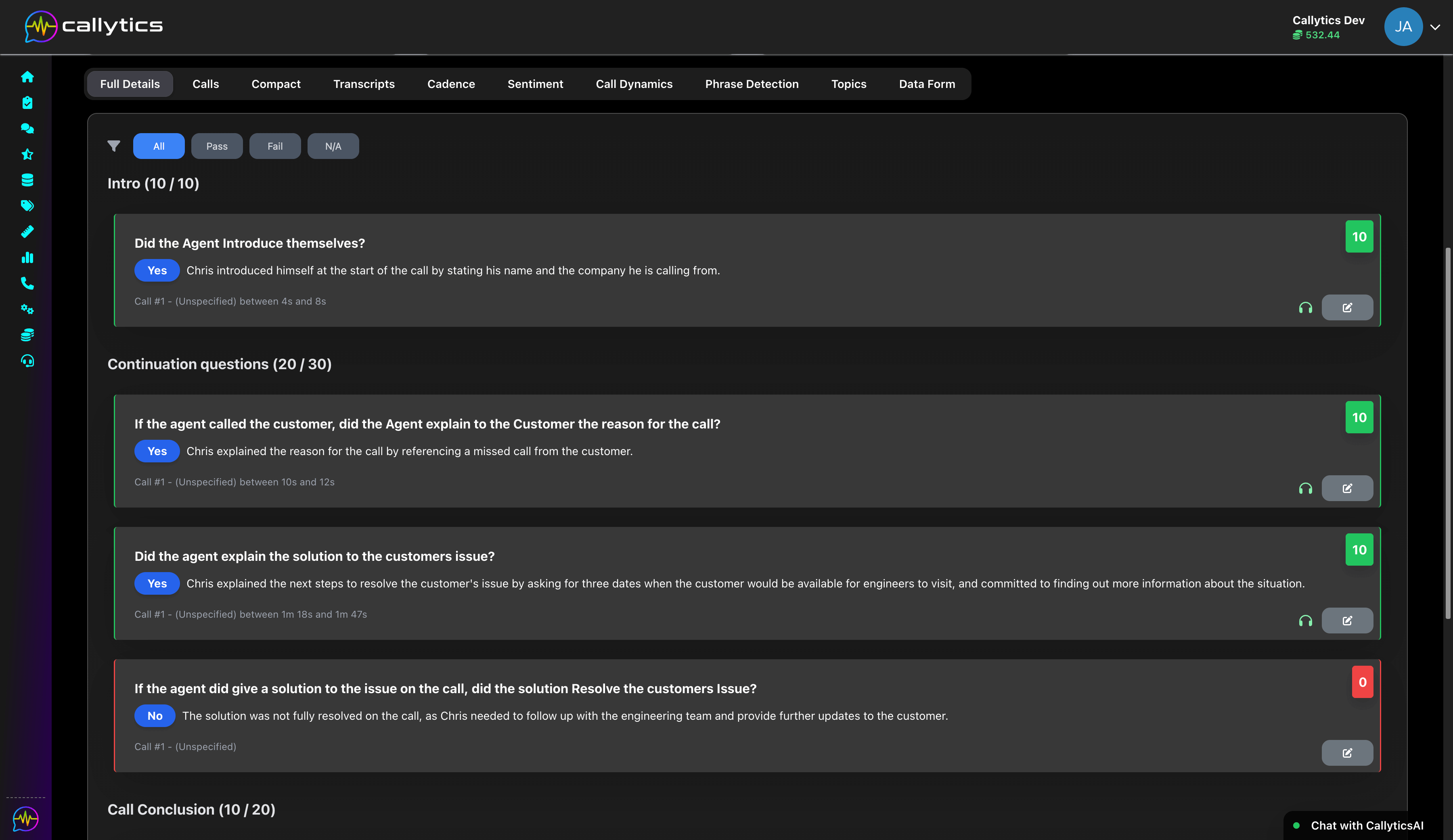 Quality & Compliance Scoring screenshot